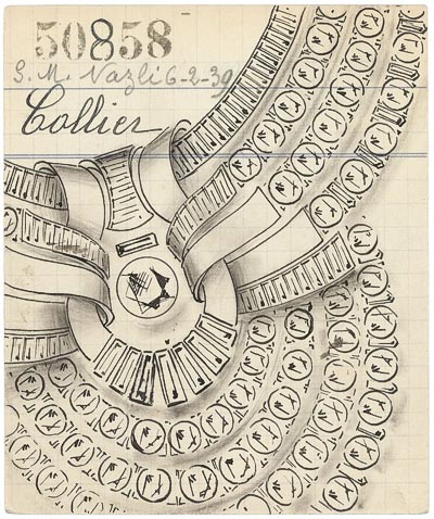 Pancarte du collier de la reine Nazli dgypte, 1939 - Archives Van Cleef & Arpels