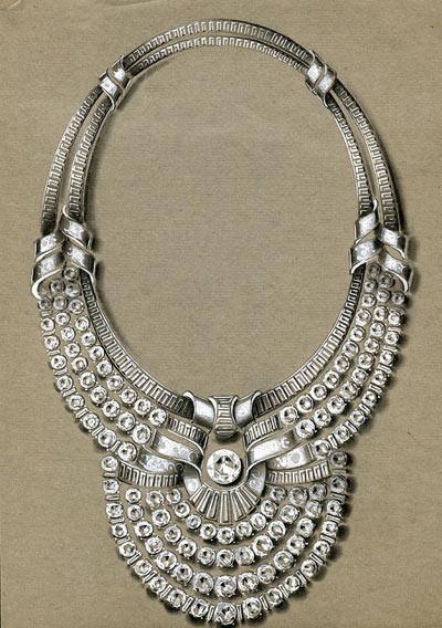 Dessin prparatoire du collier de la reine Nazli dgypte, 1939 - Archives Van Cleef & Arpels