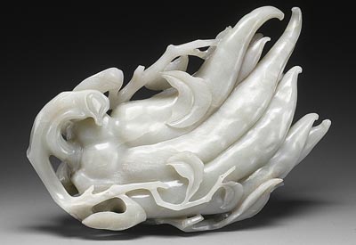 Vase en forme de citron digit dit  Main de Bouddha  - Chine, dynastie Qing, XVIIIe sicle - Jade - Legs Isaac de Camondo, 1912Muse national des arts asiatiques  Guimet, Paris  RMN-GP (MNAAG, Paris) / Thierry Ollivier
