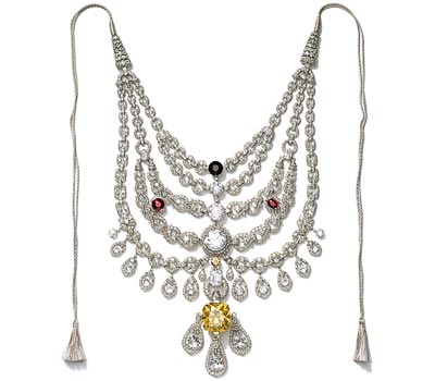 Collier cr pour Sir Bhupindra Singh, maharajah de Patiala  Cartier Paris, commande de 1928  Platine - Diamants - Zirconia - Topazes - Rubis synthtiques Quartz fum Citrine  Collection Cartier  Nick Welsh, Collection Cartier  Cartier