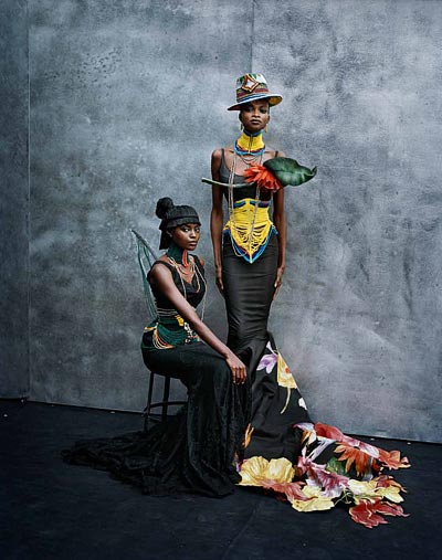 - Peter Lindbergh, Kusudi and Kitu dresses, Spring-Summer 1997 Haute Couture collection, models Kiara Kabukuru and Debra Shaw.<br>© Peter Lindbergh.