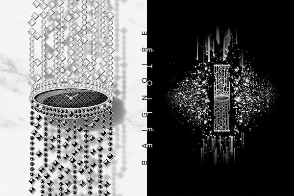 Cartier Baignoire toile watch - Cartier Libre collectionWhite gold, case and bracelet set with diamonds & black spinels  Quartz movement  Numbered limited edition of 15 pieces