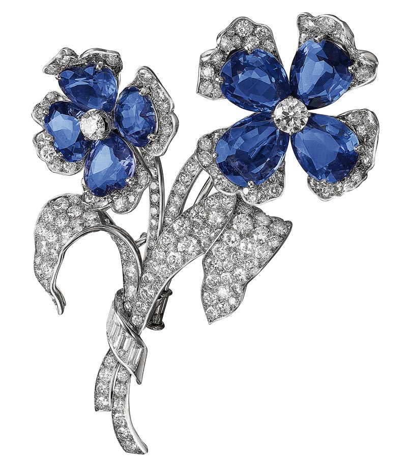  - <b>Bvlgari Heritage Collection:</b> <br>Tremblant brooch in platinum with sapphires and diamonds, ca. 1957 <br>Ref.: MUS0198