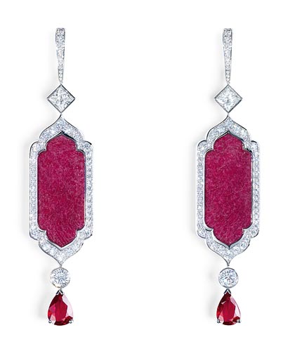 - Earrings in white gold - rubies & diamonds <b>G38M4400</b>