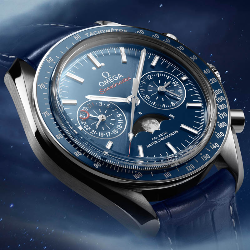 omega speedmaster chronograph blue