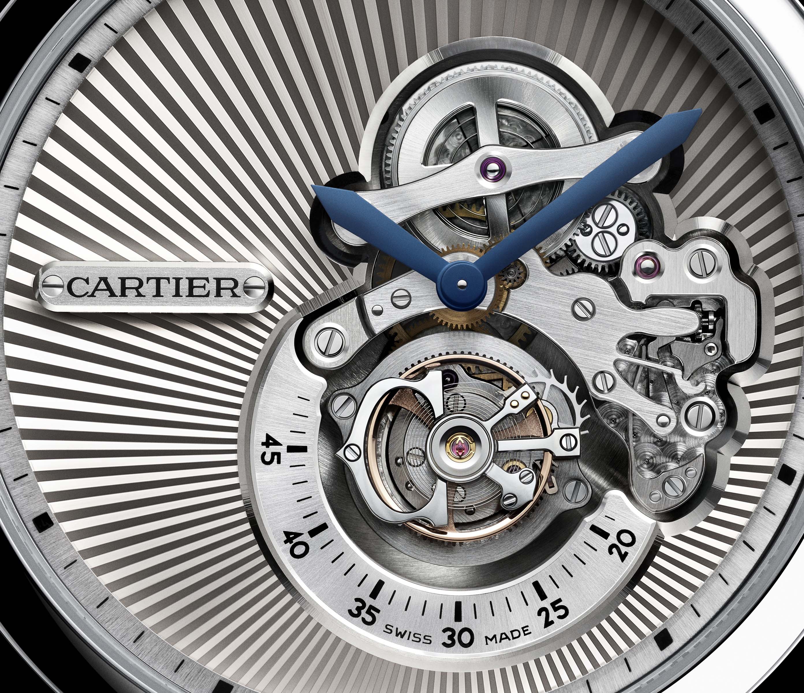 rotonde de cartier flying tourbillon reversed dial watch