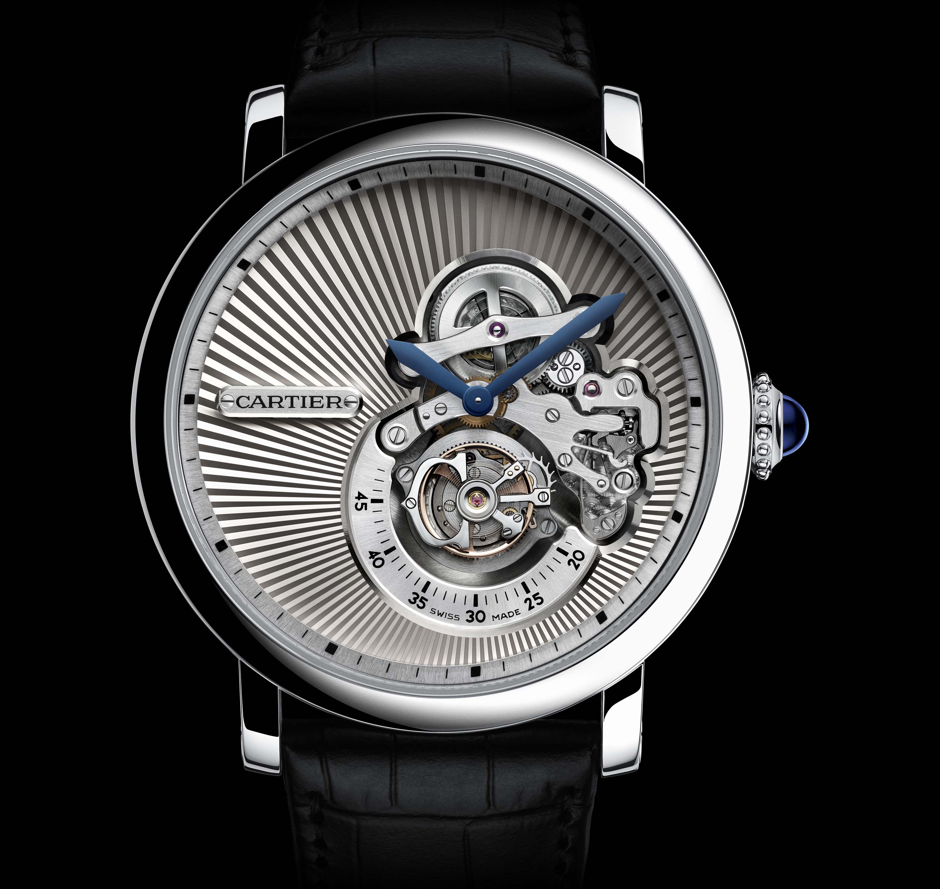 rotonde de cartier flying tourbillon reversed dial watch