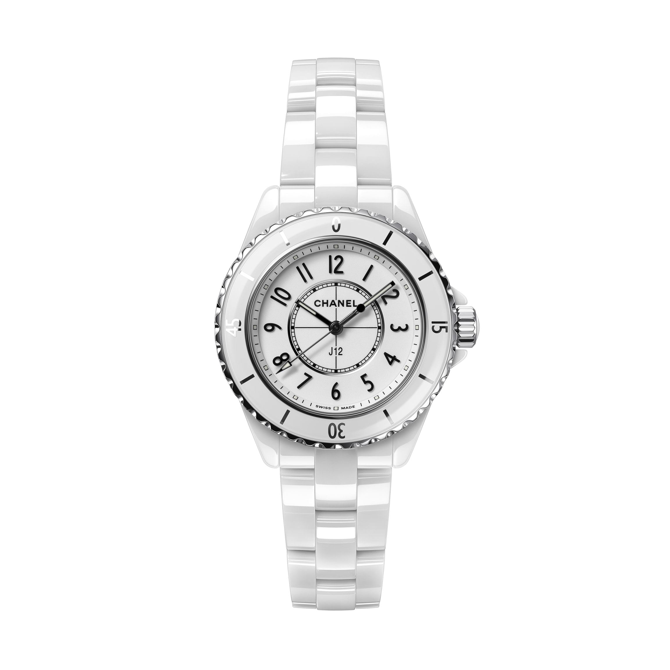 La Cote des Montres : Prix du neuf et tarif de la montre Chanel - Montre J12  - Céramique haute résistance blanche et acier - REF : H5698