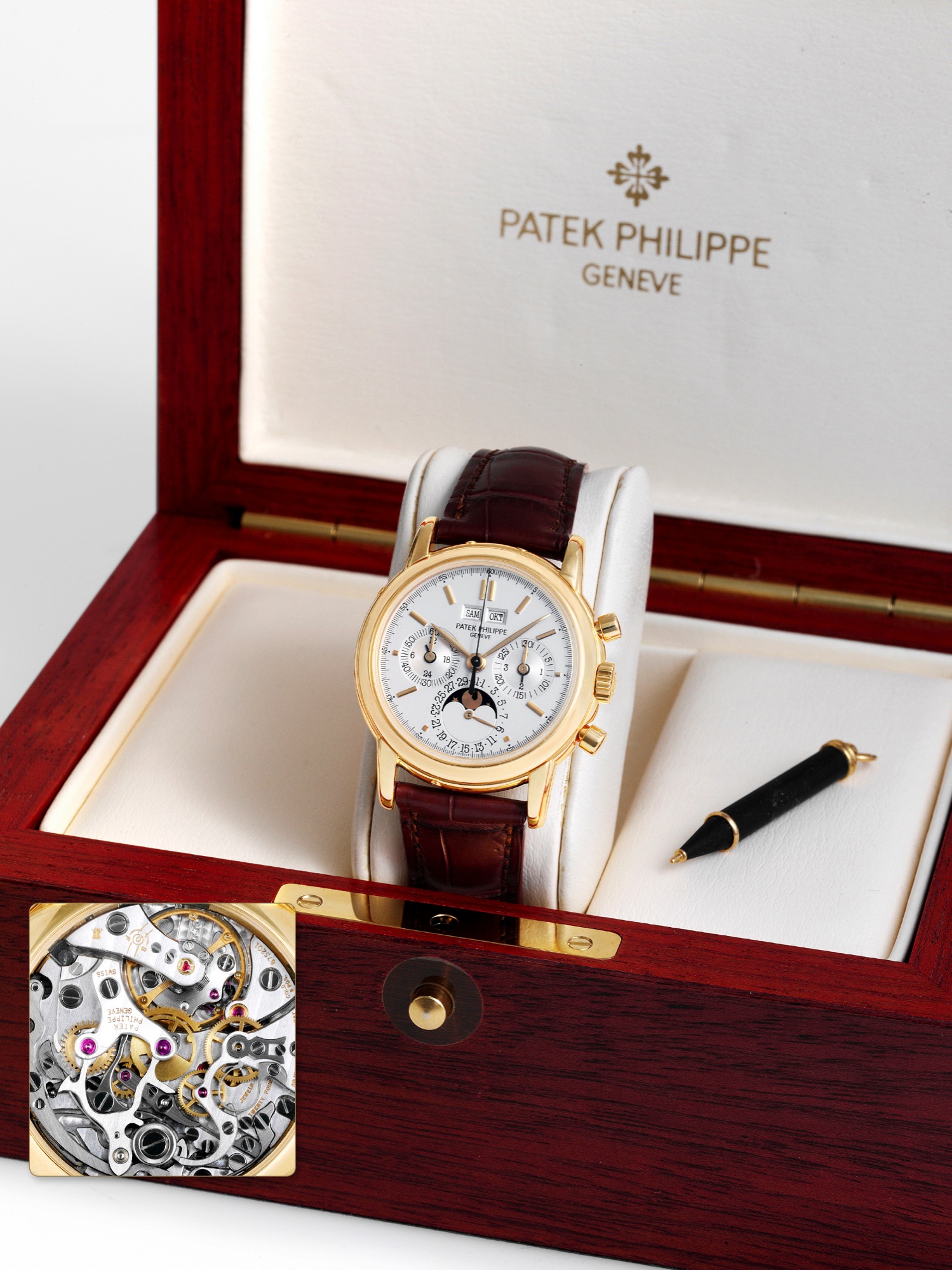La Cote des Montres : Enchères Patek Philippe, REF . 3971, 1ST generation. Patek  Philippe, Genève, movement N°75201, case N°824196, Ref. 3971. Made in 1988,  sold on August 4\u003csup\u003eth\u003c/sup\u003e, 1988. Very fine