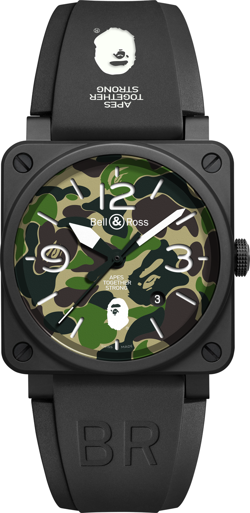 La Cote des Montres Les montres Bell Ross BR03 92 BAPE 25th Anniversary BR03 92 BAPE Green Camo Bell Ross partenaire de BAPE pour feter les 25 ans de