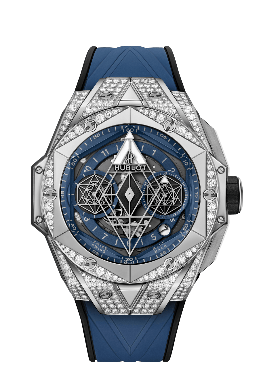 La Cote des Montres List Price and tariffs for the Hublot Partnerships Sang Bleu II Titanium Blue Pave 45MM watch